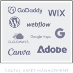 Godaddy, WordPress, Google Management, Canva, Adobe